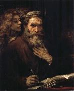REMBRANDT Harmenszoon van Rijn The Evangelist Matthew Inspired by the Angel oil painting on canvas